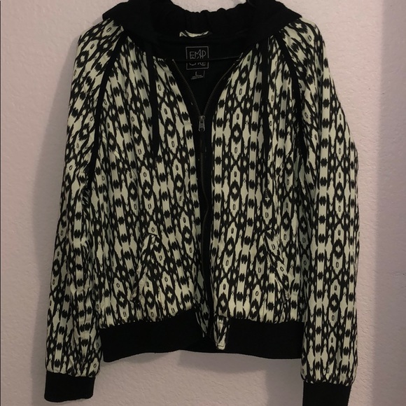 Black & White Bomber Style Hoodie - Picture 1 of 3